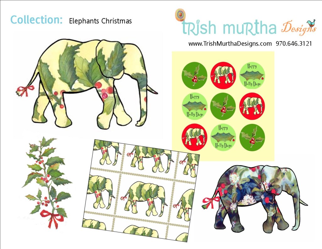 Collection Sheet - Christmas - Elephants -Trish Murtha Designs